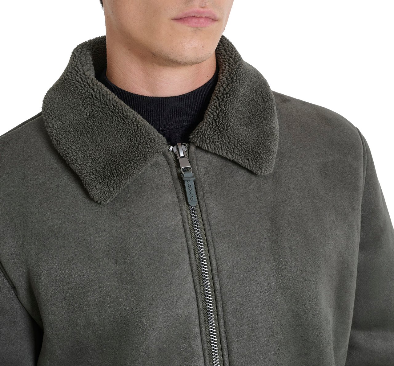 Antony Morato COAT REGULAR FIT IN KNIT FAUX FUR WITH LOGOED RUBBER PULLER Groen
