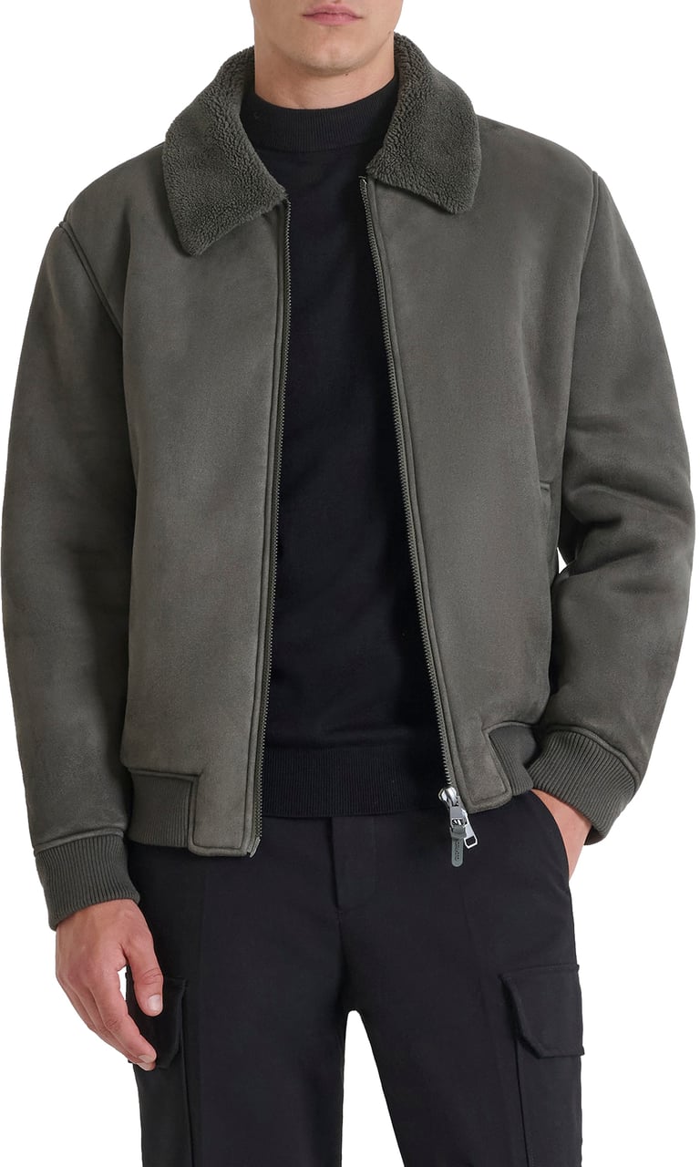 Antony Morato COAT REGULAR FIT IN KNIT FAUX FUR WITH LOGOED RUBBER PULLER Groen
