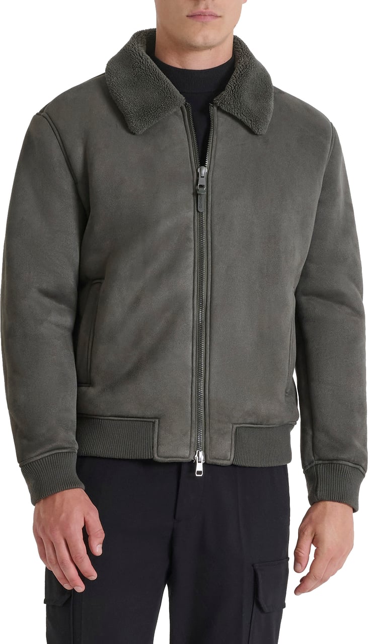 Antony Morato COAT REGULAR FIT IN KNIT FAUX FUR WITH LOGOED RUBBER PULLER Groen