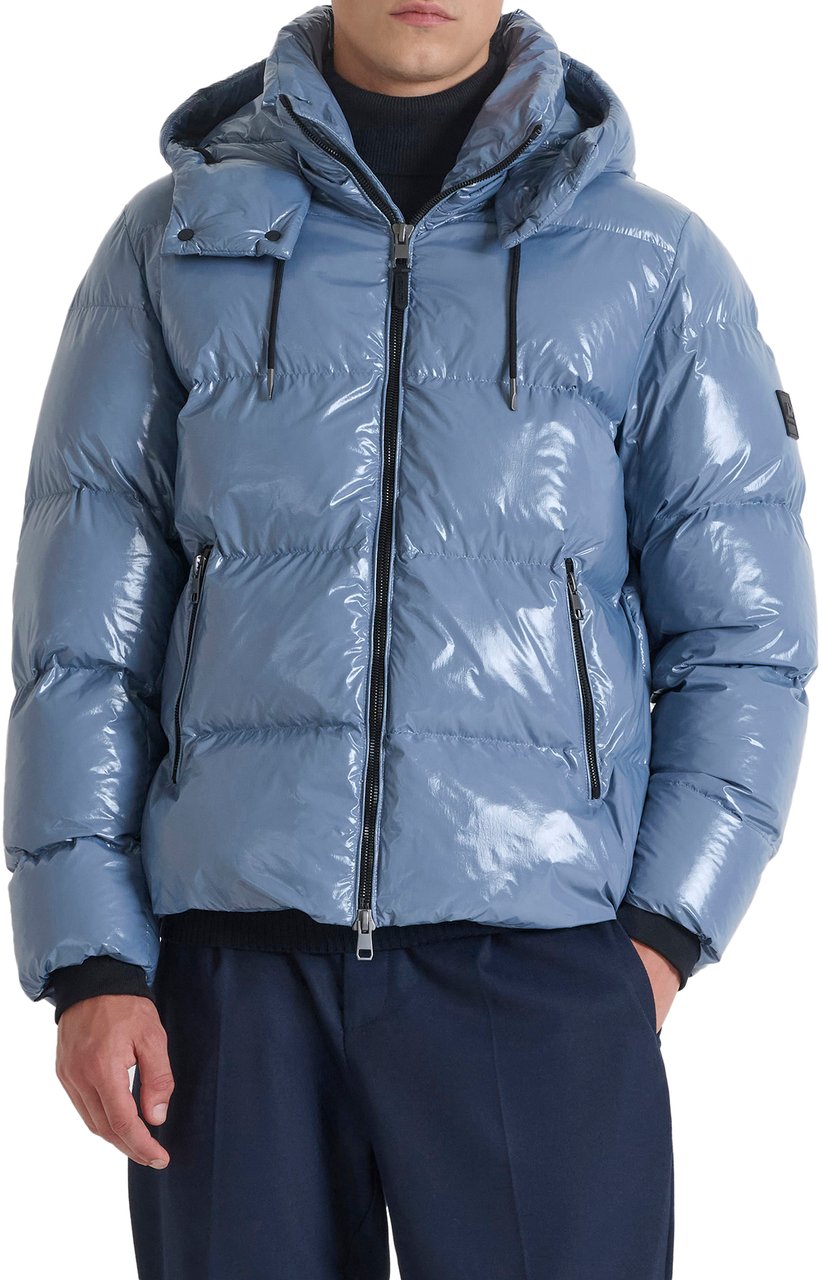 Antony Morato COAT RELAXED FIT AND LOGO ON RUBBER PATCH Blauw