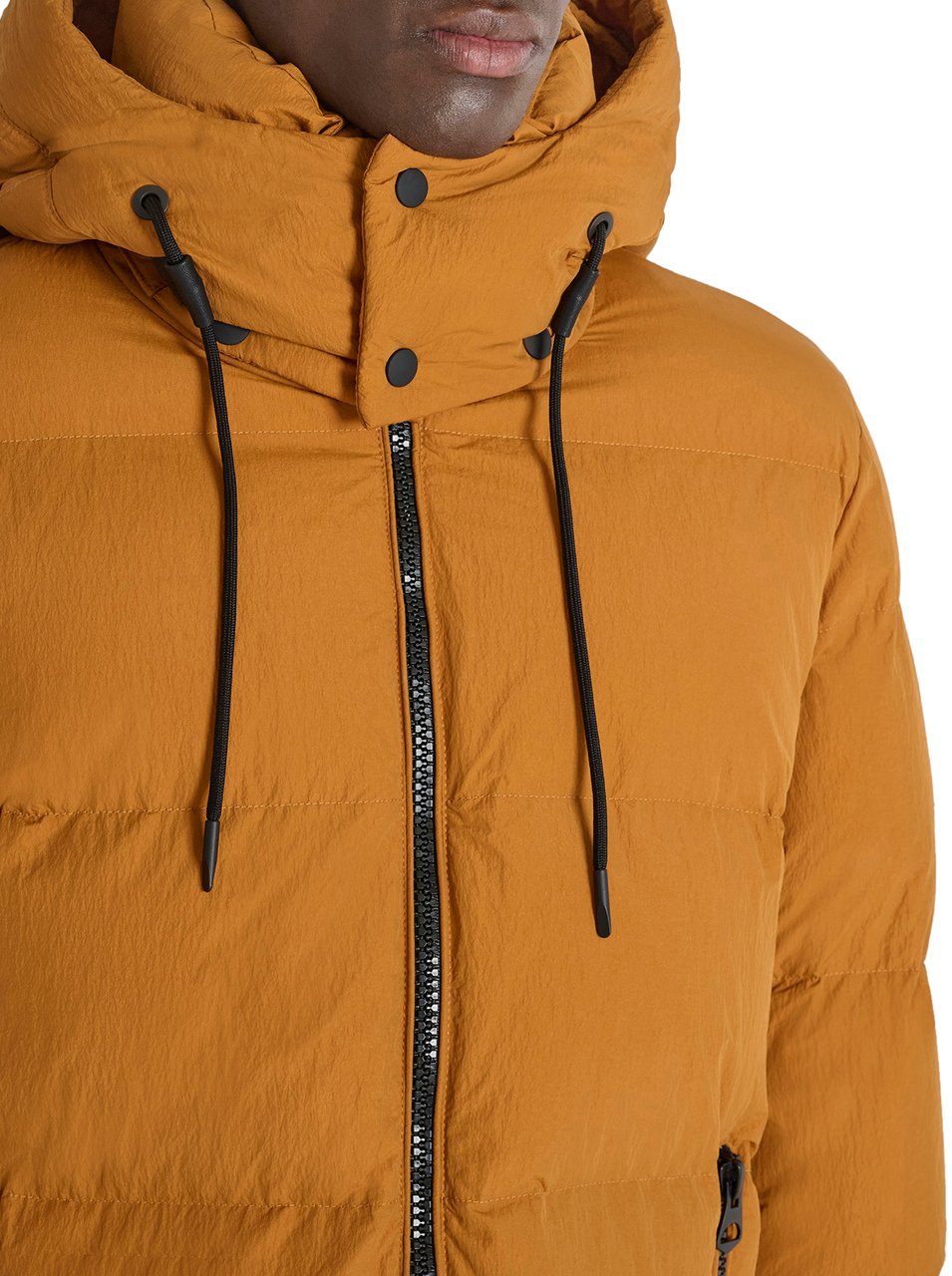 Antony Morato COAT RELAXED FIT IN  CRINKLE NYLON FABRIC WITH ECOPADDING AND LOGO ON RUBBER PATCH Bruin