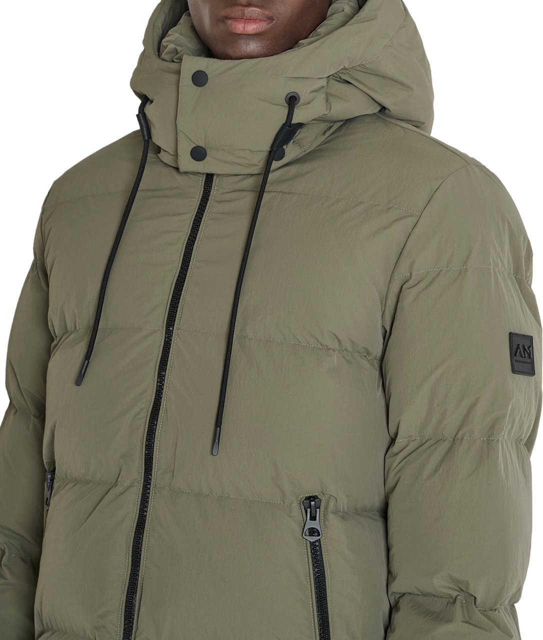 Antony Morato COAT RELAXED FIT IN  CRINKLE NYLON FABRIC WITH ECOPADDING AND LOGO ON RUBBER PATCH Groen