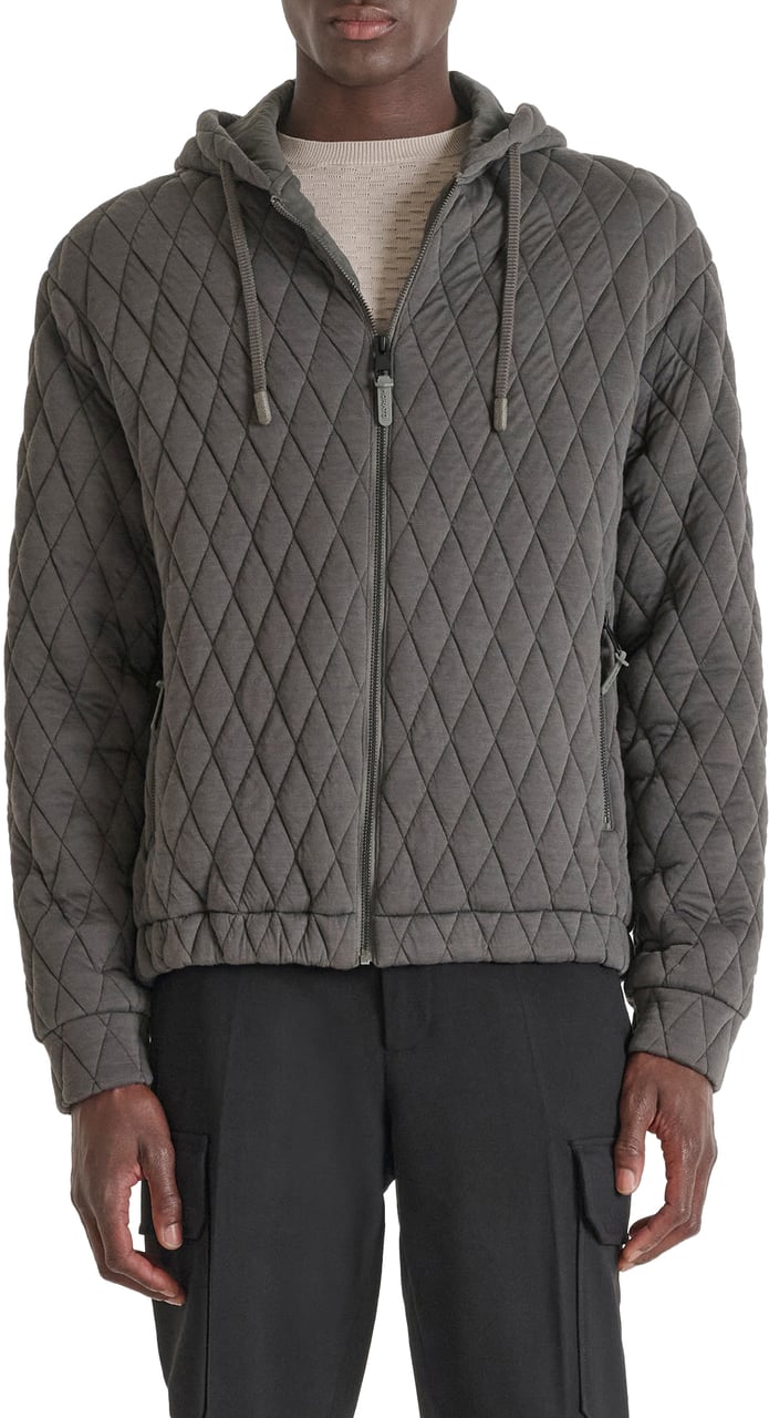 Antony Morato COAT RELAXED FIT IN QUILTED RHOMBUS PATTERN JERSEY POLYESTER FABRIC WITH RUBBER LOGOED PULLER Groen