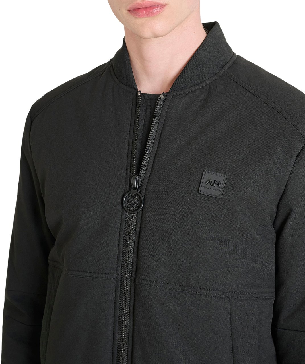 Antony Morato COAT REGULAR FIT IN WATER PROOF DOBBY TECHNO FABRIC WITH LOGOED BADGE ON RUBBER PATCH Zwart