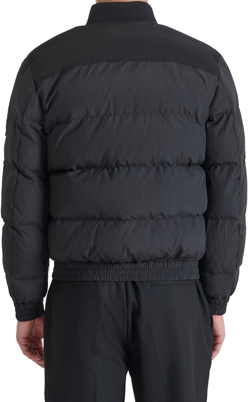 Antony Morato COAT REGULAR FIT IN ECO PADDED CRINKLE NYLON FABRIC WITH DOBBY FABRIC AS CONTRAST AND LOGO Zwart