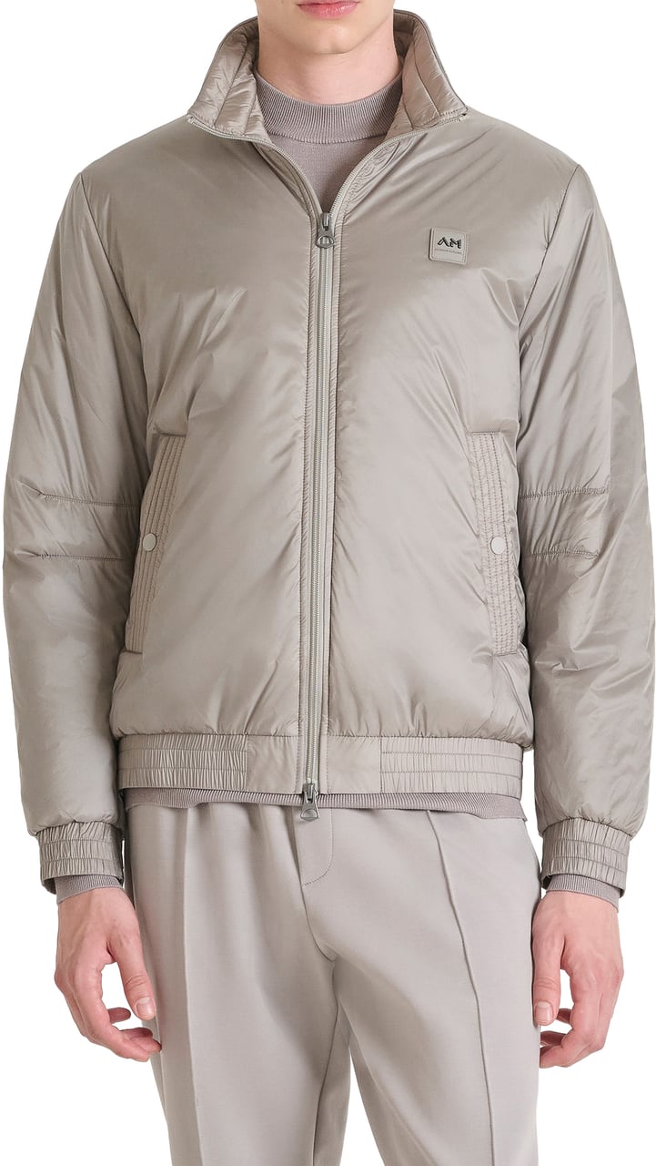 Antony Morato COAT REGULAR FIT IN NYLON SHIOZE FABRIC WITH ECOPADDING AND LOGOED BADGE ON RUBBER PATCH Grijs