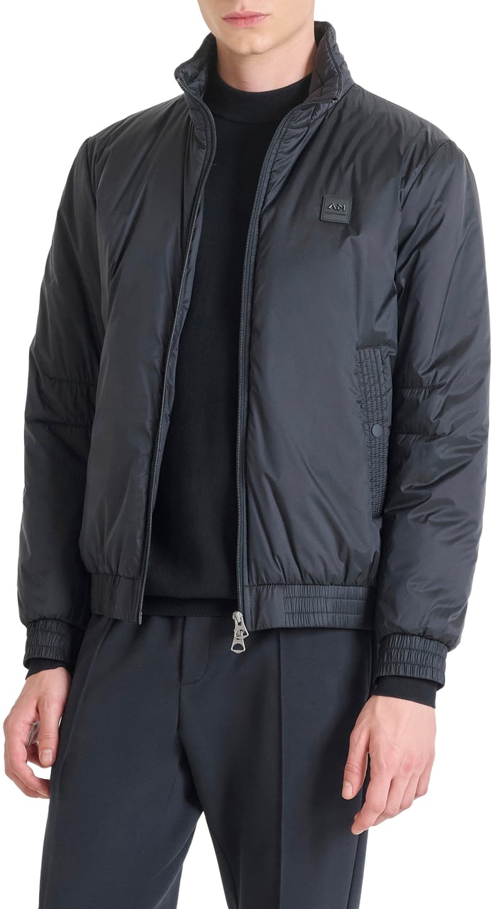 Antony Morato COAT REGULAR FIT IN NYLON SHIOZE FABRIC WITH ECOPADDING AND LOGOED BADGE ON RUBBER PATCH Blauw
