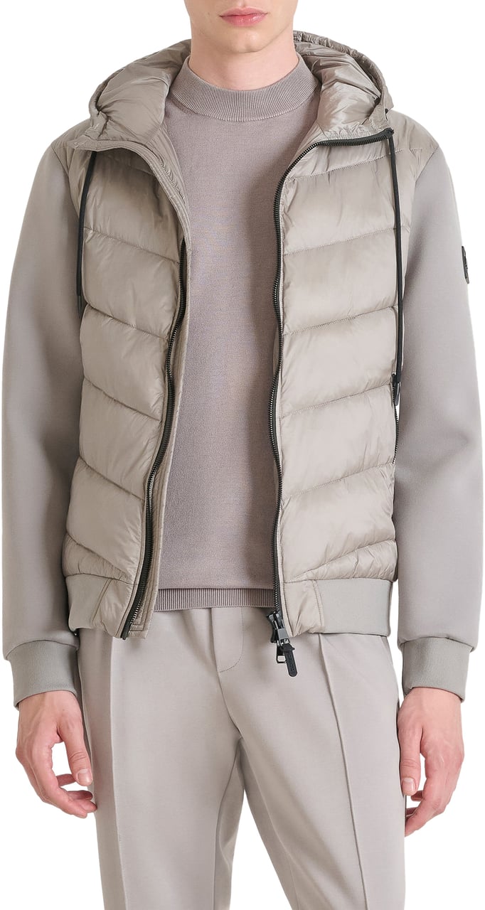 Antony Morato COAT SLIM FIT IN ECO PADDED NYLON SHIOZE FABRIC WITH STRETCH SCUBA VISCOSE BLEND FABRIC AS CONTRAST Grijs