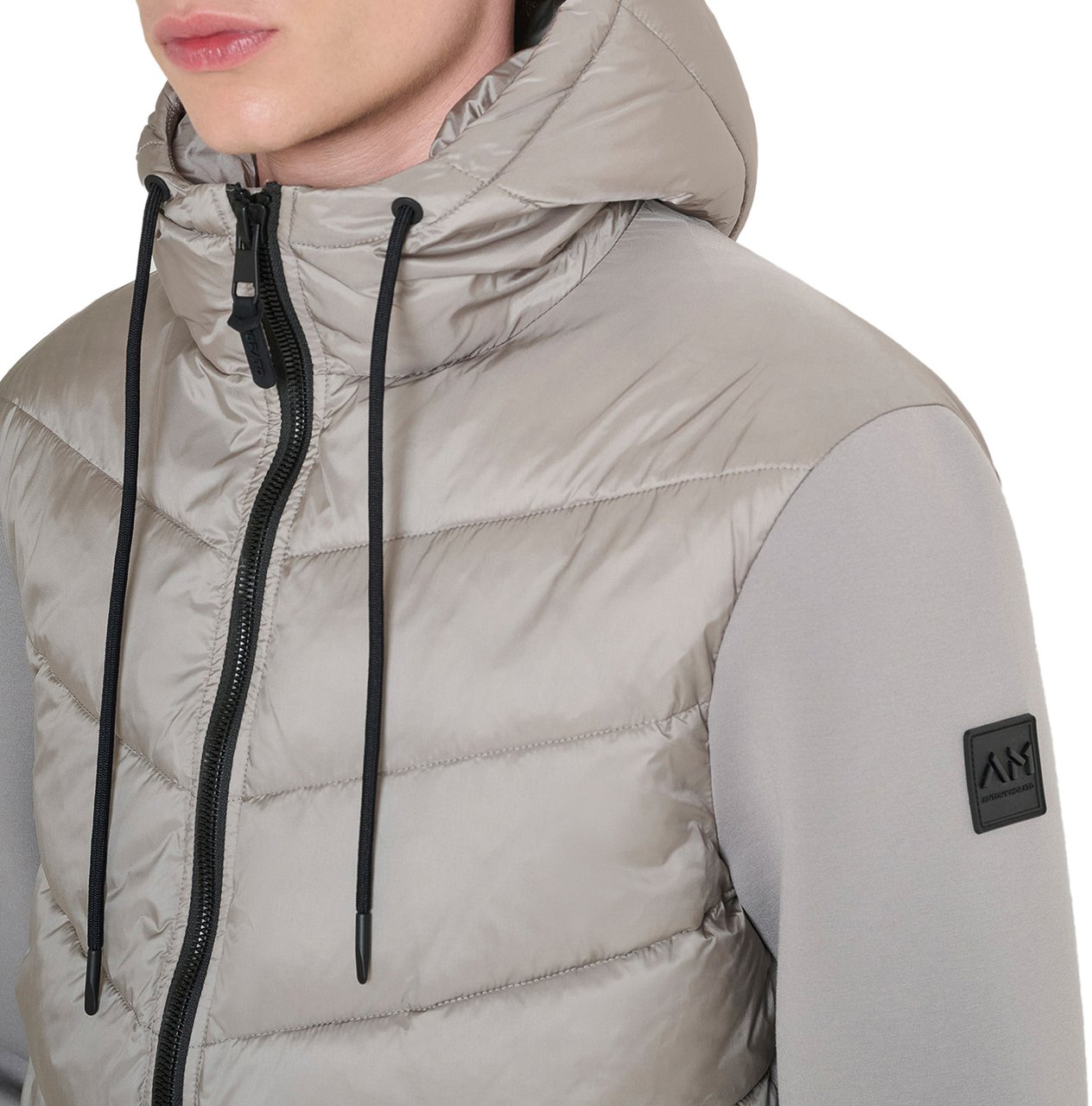 Antony Morato COAT SLIM FIT IN ECO PADDED NYLON SHIOZE FABRIC WITH STRETCH SCUBA VISCOSE BLEND FABRIC AS CONTRAST Grijs