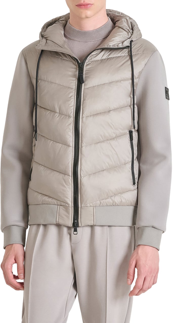 Antony Morato COAT SLIM FIT IN ECO PADDED NYLON SHIOZE FABRIC WITH STRETCH SCUBA VISCOSE BLEND FABRIC AS CONTRAST Grijs