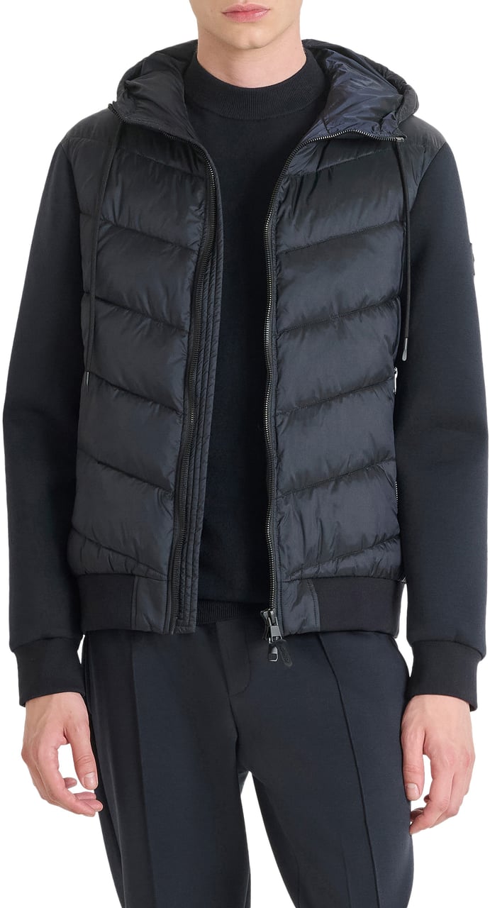 Antony Morato COAT SLIM FIT IN ECO PADDED NYLON SHIOZE FABRIC WITH STRETCH SCUBA VISCOSE BLEND FABRIC AS CONTRAST Blauw