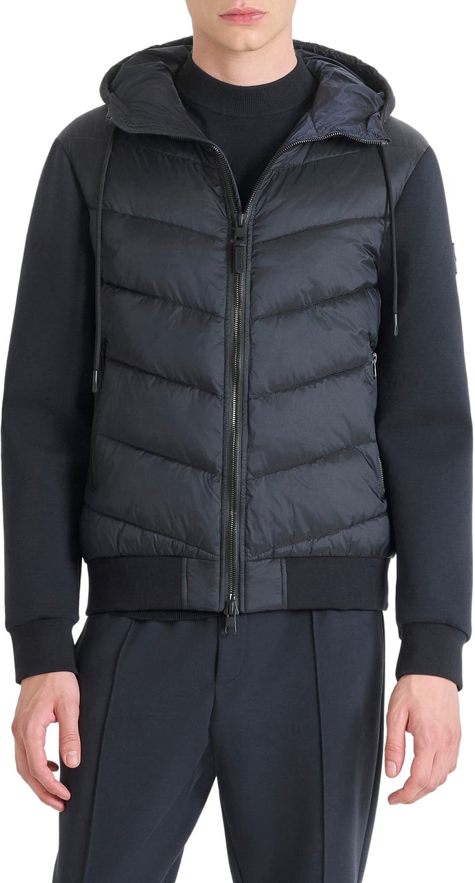 Antony Morato COAT SLIM FIT IN ECO PADDED NYLON SHIOZE FABRIC WITH STRETCH SCUBA VISCOSE BLEND FABRIC AS CONTRAST Blauw