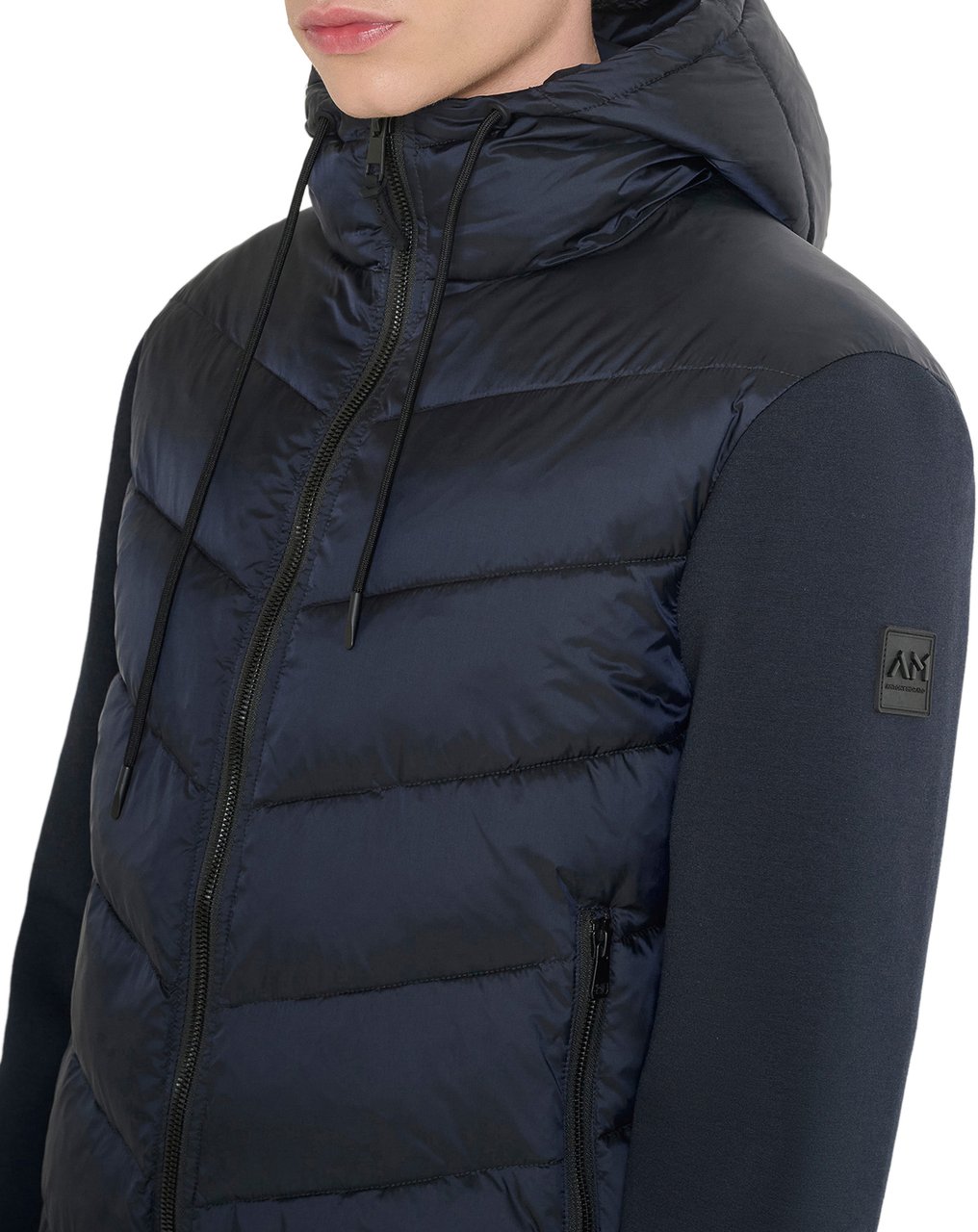 Antony Morato COAT SLIM FIT IN ECO PADDED NYLON SHIOZE FABRIC WITH STRETCH SCUBA VISCOSE BLEND FABRIC AS CONTRAST Blauw