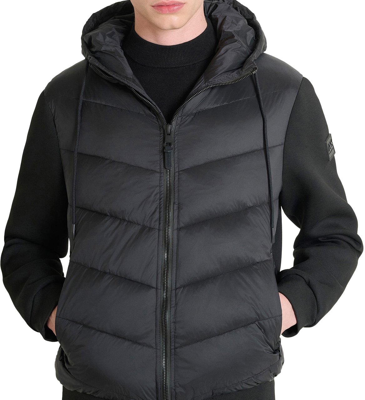 Antony Morato COAT SLIM FIT IN ECO PADDED NYLON SHIOZE FABRIC WITH STRETCH SCUBA VISCOSE BLEND FABRIC AS CONTRAST Zwart