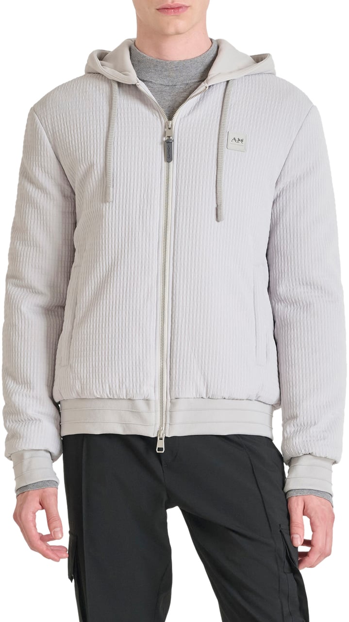 Antony Morato COAT REGULAR FIT IN DOBBY TECHNO FABRIC WITH ECOPADDING AND LOGOED METAL BADGE ON RUBBER PATCH Wit