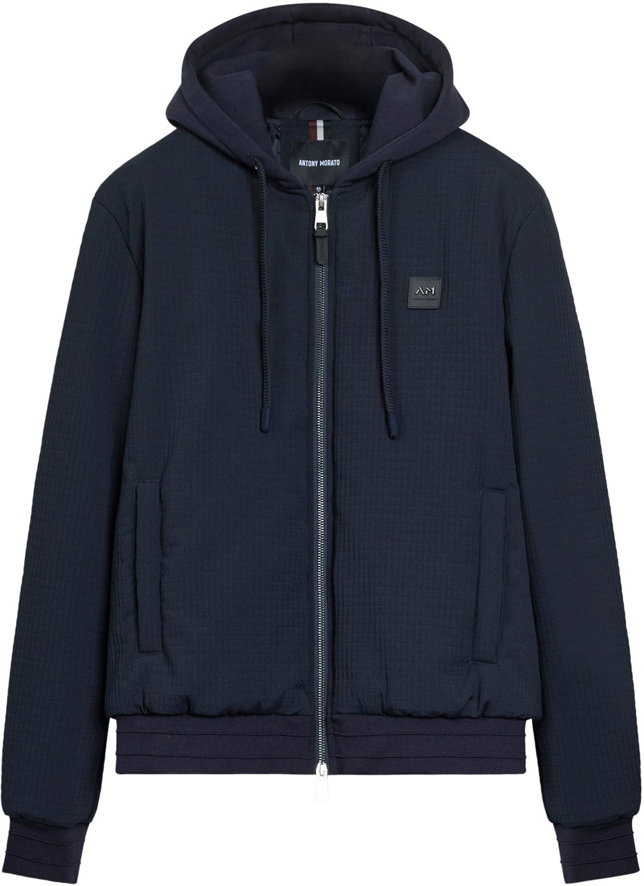 Antony Morato COAT REGULAR FIT IN DOBBY TECHNO FABRIC WITH ECOPADDING AND LOGOED METAL BADGE ON RUBBER PATCH Blauw