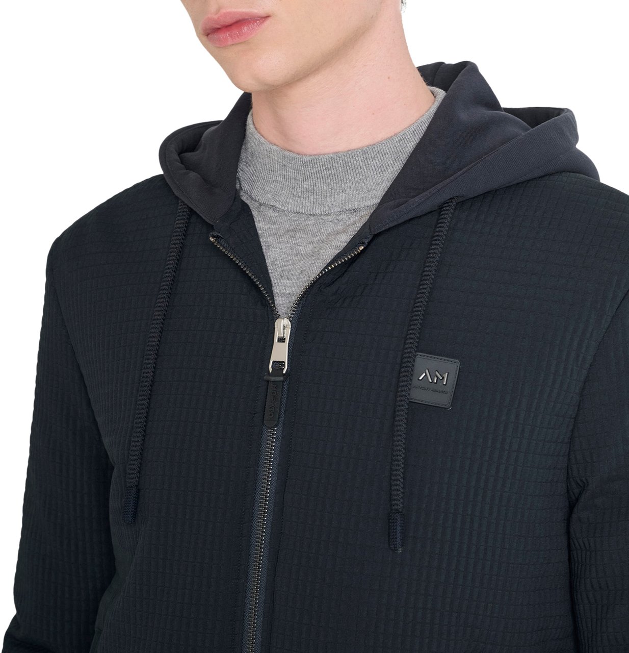 Antony Morato COAT REGULAR FIT IN DOBBY TECHNO FABRIC WITH ECOPADDING AND LOGOED METAL BADGE ON RUBBER PATCH Blauw