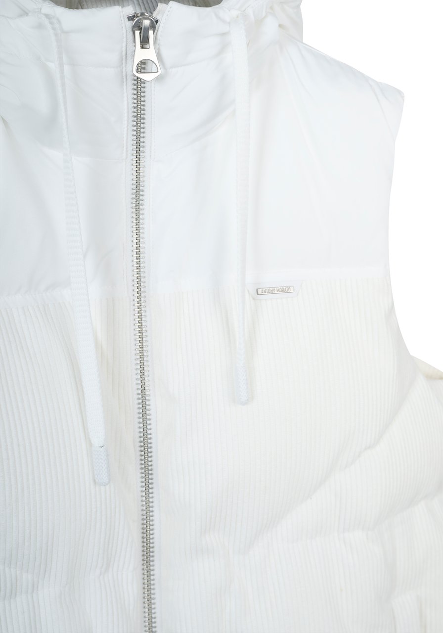 Antony Morato COAT REGULAR FIT IN CORDUROY AND TECHNO FABRIC AS CONTRAST WITH ECOPADDING SORONA AND METAL LOGO Beige