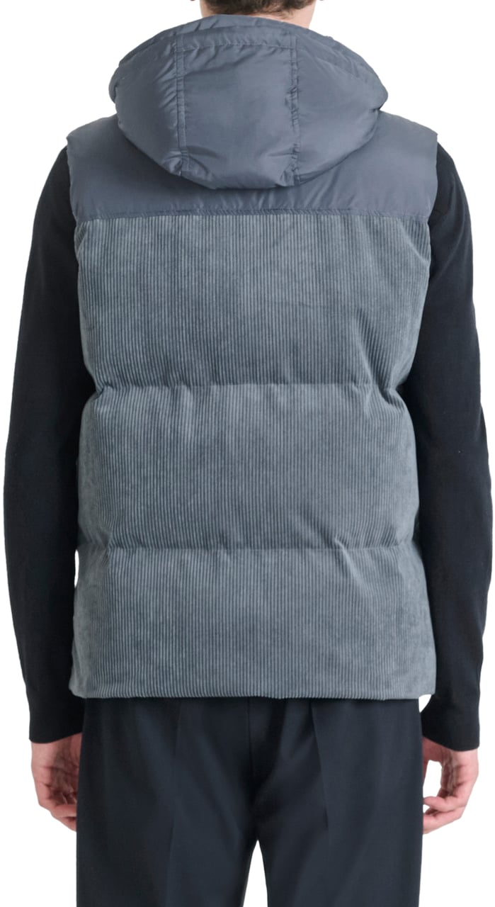 Antony Morato COAT REGULAR FIT IN CORDUROY AND TECHNO FABRIC AS CONTRAST WITH ECOPADDING SORONA AND LOGO Blauw
