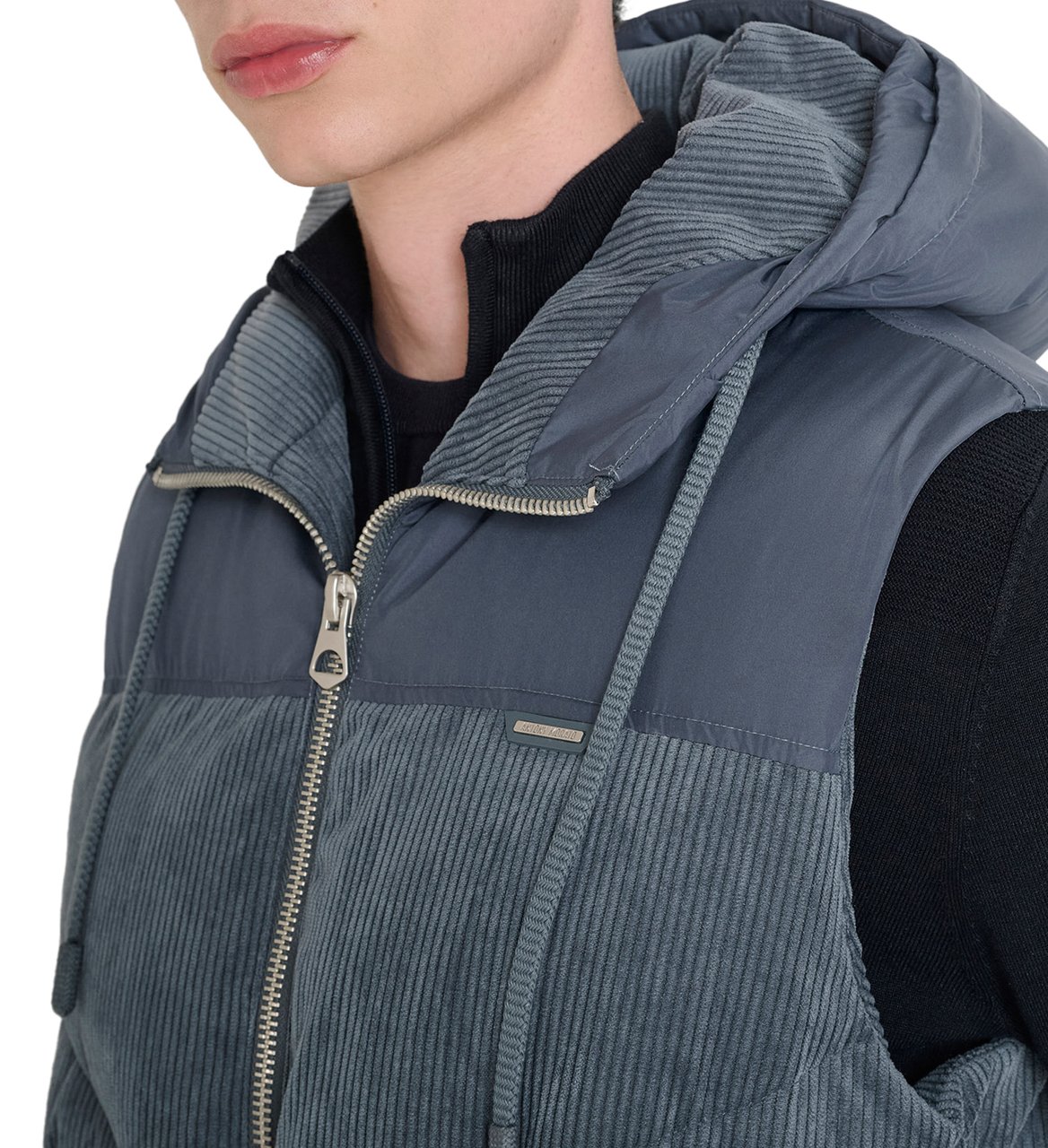 Antony Morato COAT REGULAR FIT IN CORDUROY AND TECHNO FABRIC AS CONTRAST WITH ECOPADDING SORONA AND LOGO Blauw