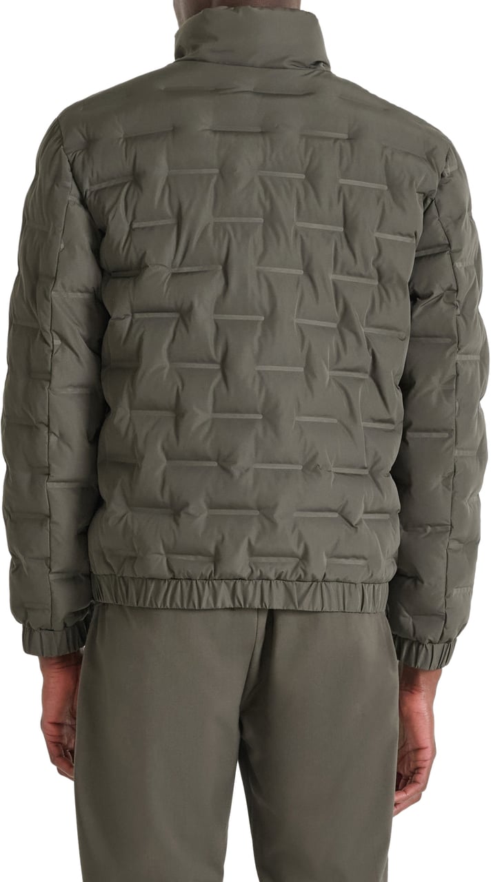 Antony Morato COAT REGULAR FIT IN 3D DEBOSSING TECHNO FABRIC WITH ECOPADDING AND RUBBER LOGO PULLER ZIP Groen