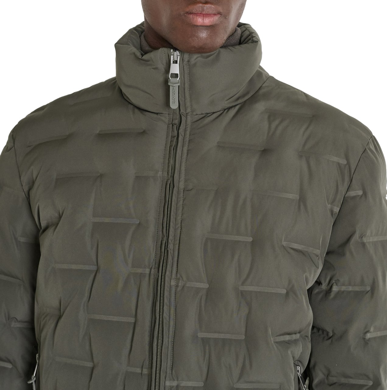 Antony Morato COAT REGULAR FIT IN 3D DEBOSSING TECHNO FABRIC WITH ECOPADDING AND RUBBER LOGO PULLER ZIP Groen