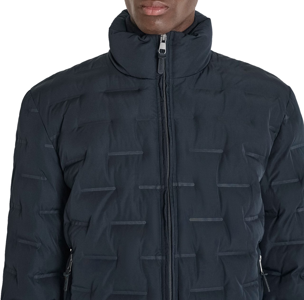 Antony Morato COAT REGULAR FIT IN 3D DEBOSSING TECHNO FABRIC WITH ECOPADDING AND RUBBER LOGO PULLER ZIP Blauw