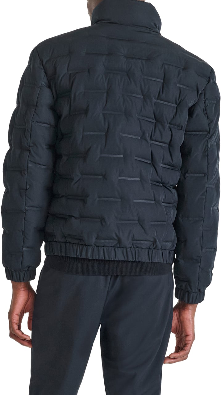 Antony Morato COAT REGULAR FIT IN 3D DEBOSSING TECHNO FABRIC WITH ECOPADDING AND RUBBER LOGO PULLER ZIP Blauw