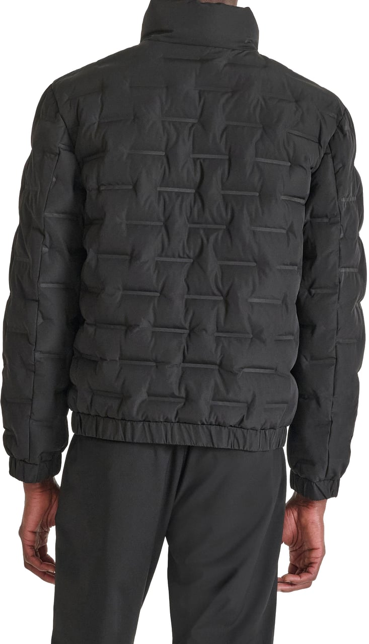 Antony Morato COAT REGULAR FIT IN 3D DEBOSSING TECHNO FABRIC WITH ECOPADDING AND RUBBER LOGO PULLER ZIP Zwart