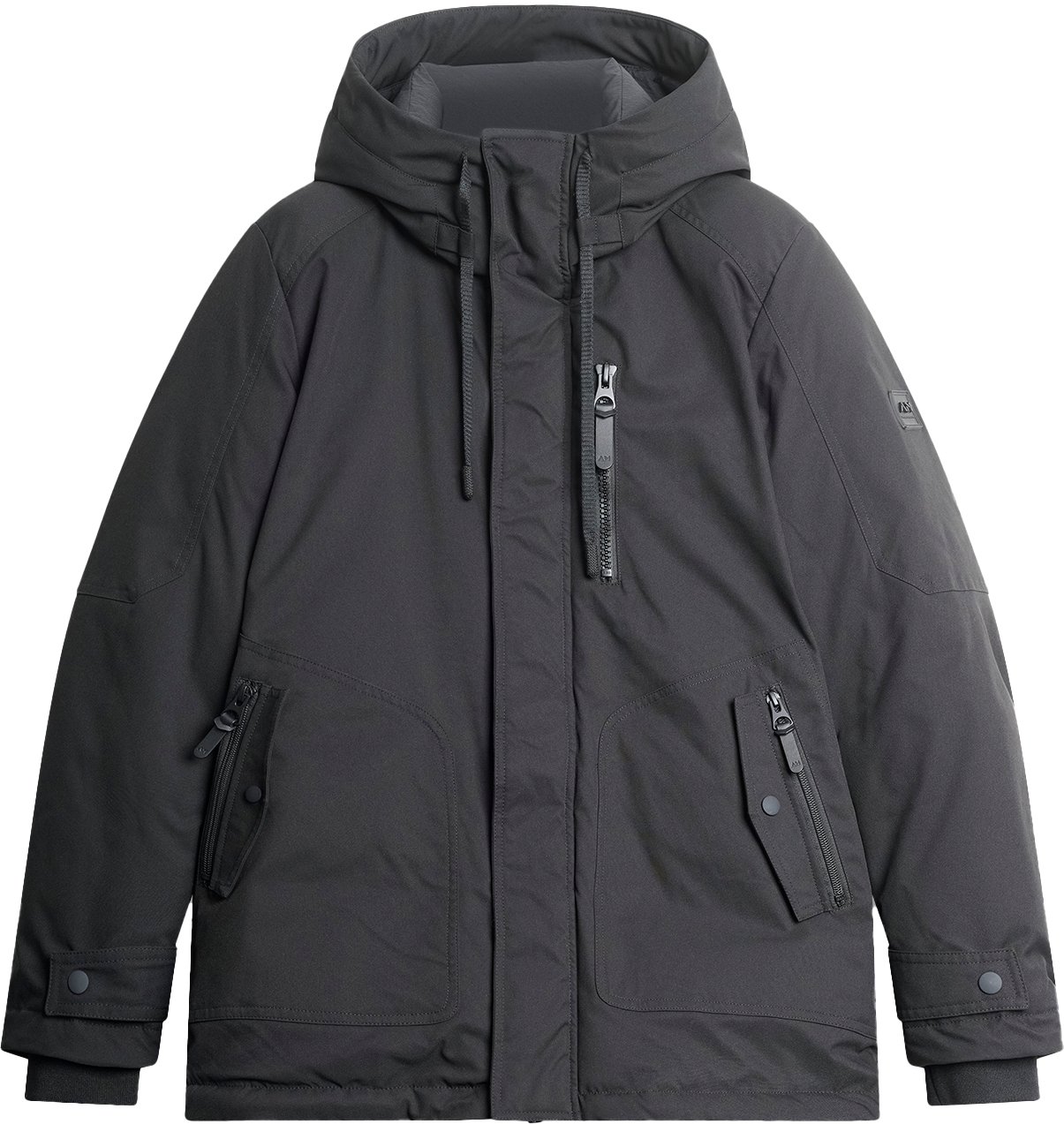Antony Morato COAT REGULAR FIT IN  WATER PROOF DOBBY TECHNO FABRIC WITH LOGOED BADGE ON RUBBER PATCH Zwart