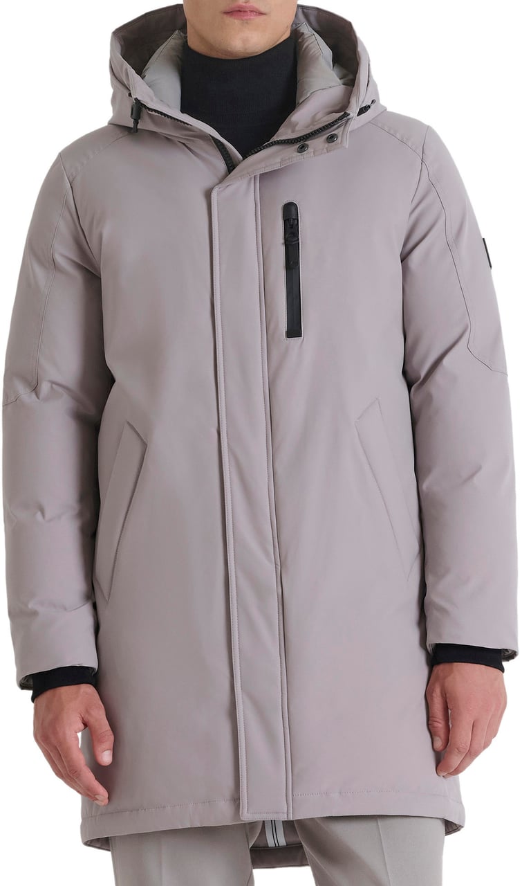 Antony Morato COAT REGULAR FIT IN WATER PROOF TWILL TECHNO FABRIC WITH ECOPADDING AND LOGO ON RUBBER PATCH Grijs