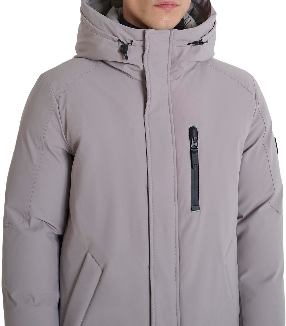 Antony Morato COAT REGULAR FIT IN WATER PROOF TWILL TECHNO FABRIC WITH ECOPADDING AND LOGO ON RUBBER PATCH Grijs