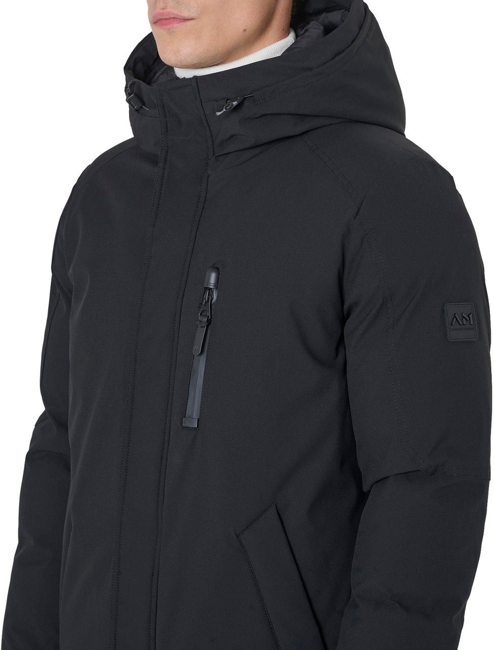 Antony Morato COAT REGULAR FIT IN WATER PROOF TWILL TECHNO FABRIC WITH ECOPADDING AND LOGO ON RUBBER PATCH Zwart