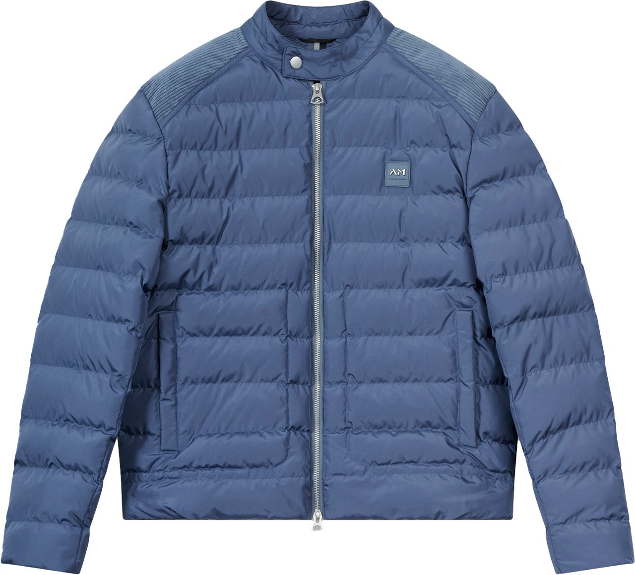 Antony Morato COAT REGULAR FIT IN ECO PADDED TECHNO FABRIC AND CORDUROY FABRIC AS CONTRAST AND METAL LOGO Blauw