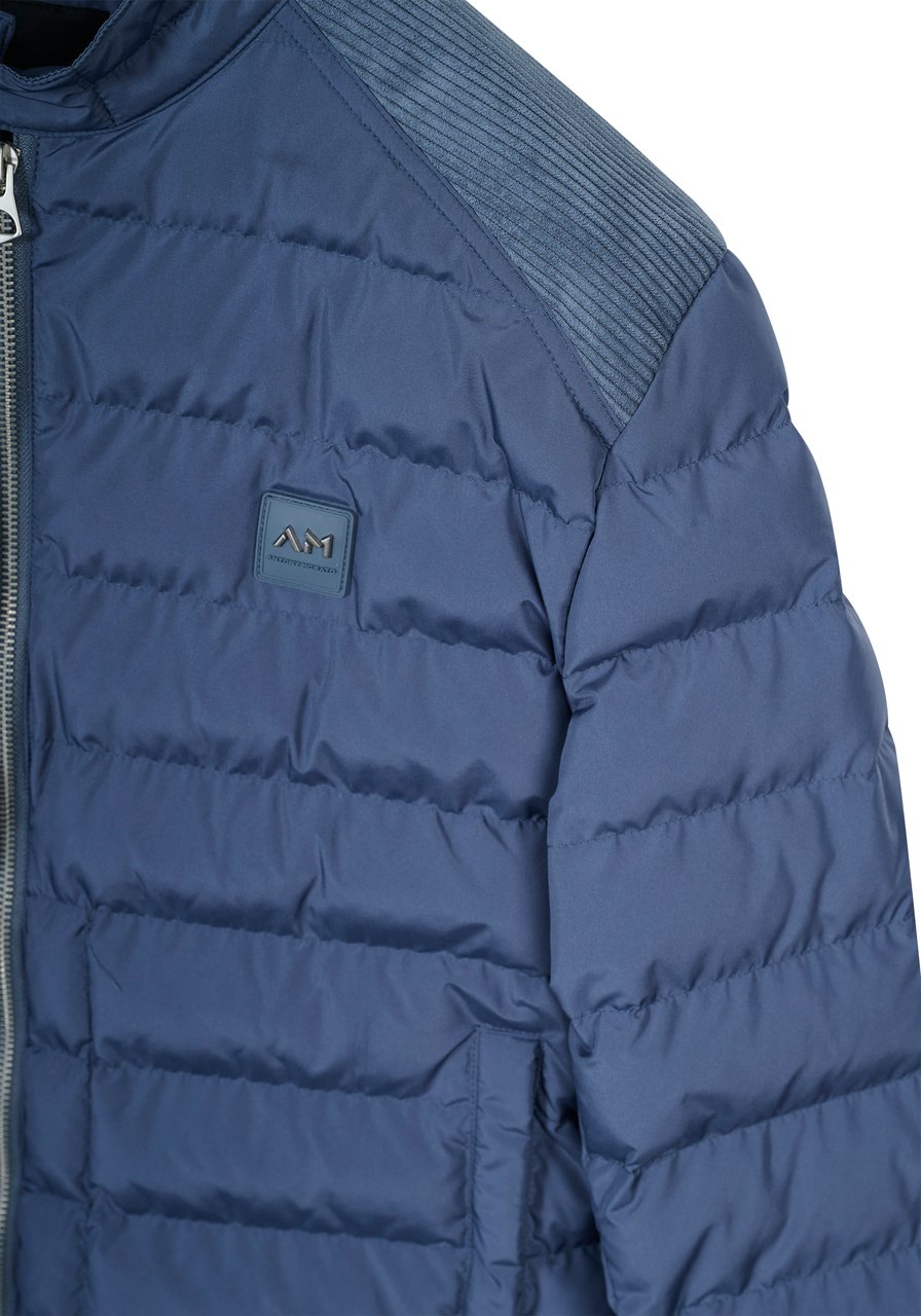 Antony Morato COAT REGULAR FIT IN ECO PADDED TECHNO FABRIC AND CORDUROY FABRIC AS CONTRAST AND METAL LOGO Blauw