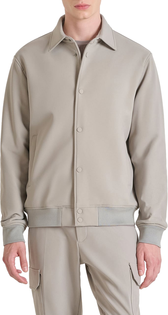 Antony Morato COAT REGULAR FIT IN BI-STRETCH FABRIC TECHNO HANDFEEL WITH LOGOED BADGE Grijs
