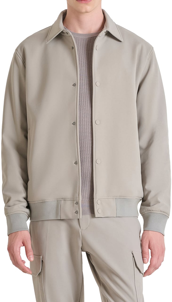 Antony Morato COAT REGULAR FIT IN BI-STRETCH FABRIC TECHNO HANDFEEL WITH LOGOED BADGE Grijs