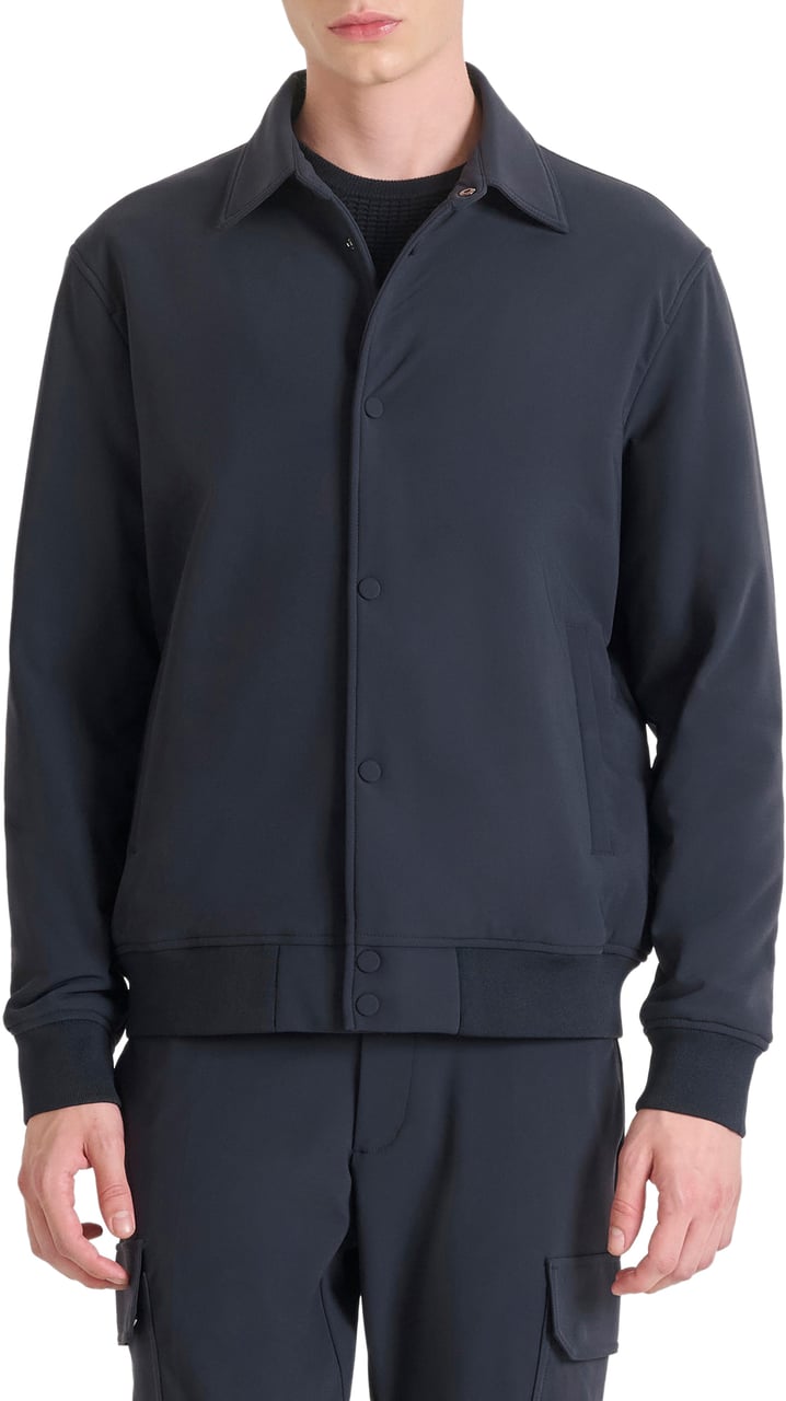 Antony Morato COAT REGULAR FIT IN BI-STRETCH FABRIC TECHNO HANDFEEL WITH LOGOED BADGE Blauw