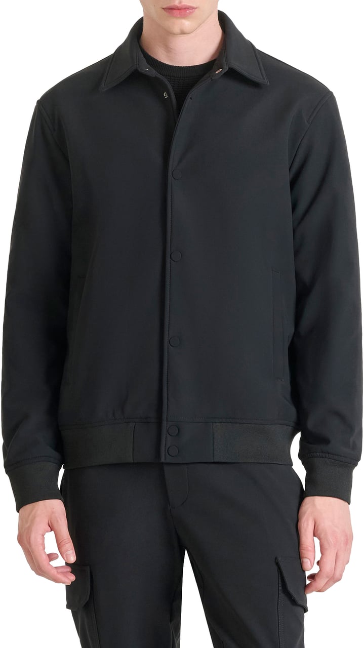 Antony Morato COAT REGULAR FIT IN BI-STRETCH FABRIC TECHNO HANDFEEL WITH LOGOED BADGE Zwart