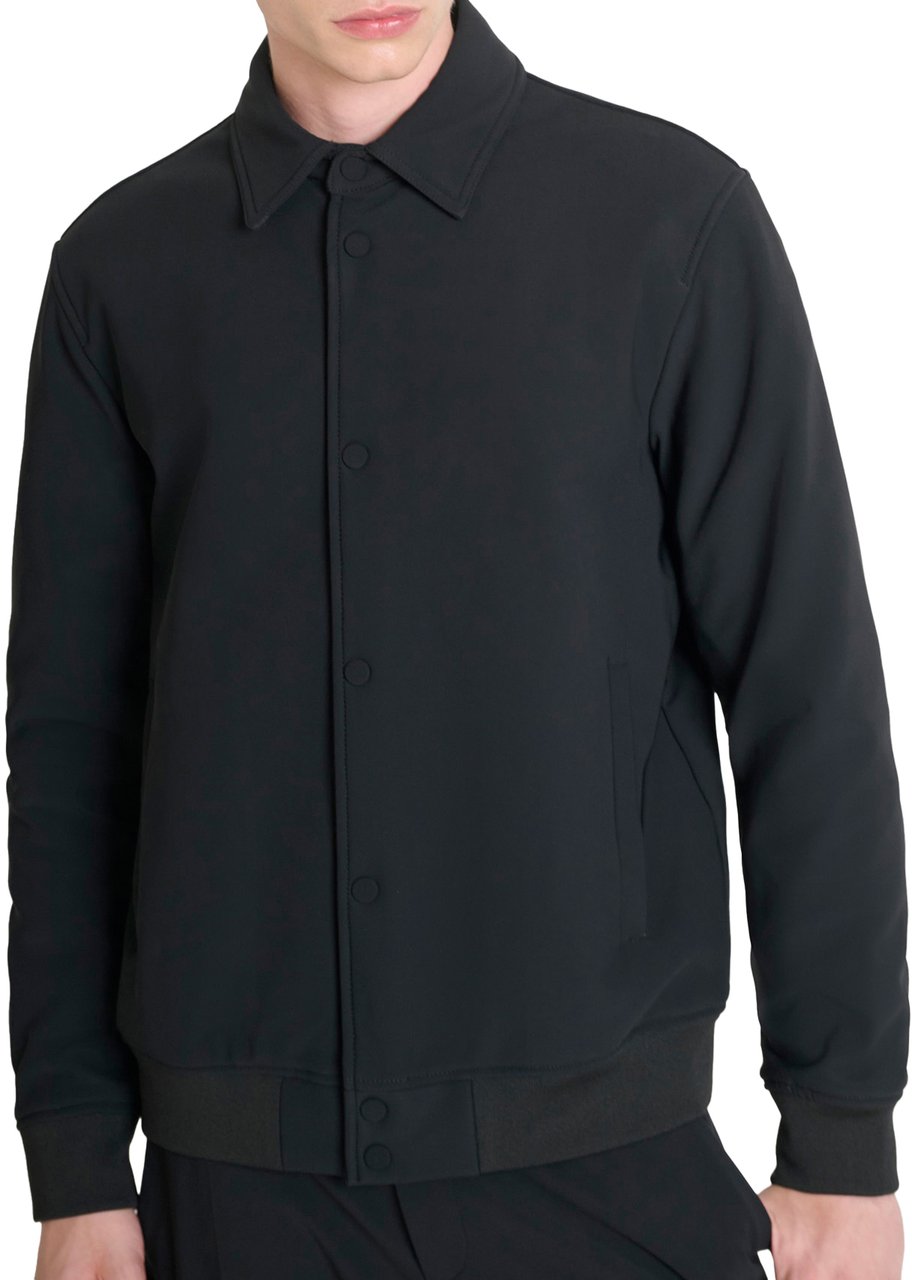 Antony Morato COAT REGULAR FIT IN BI-STRETCH FABRIC TECHNO HANDFEEL WITH LOGOED BADGE Zwart