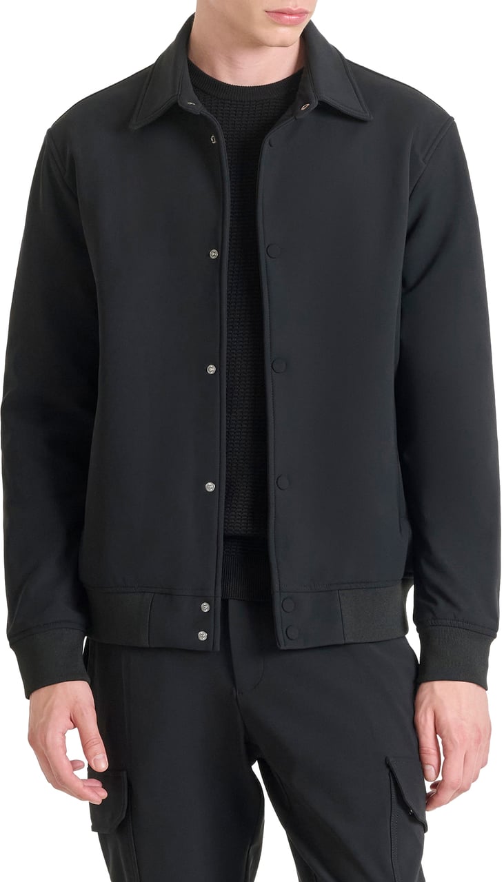 Antony Morato COAT REGULAR FIT IN BI-STRETCH FABRIC TECHNO HANDFEEL WITH LOGOED BADGE Zwart