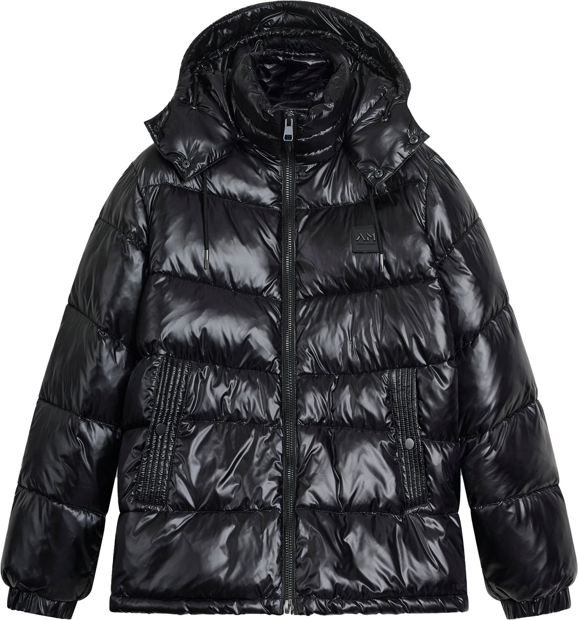 Antony Morato COAT REGULAR FIT IN WASHED NYLON SHIOZE WITH ECOPADDING DUPONT SORONA AND METAL LOGO ON RUBBER PATCH Zwart