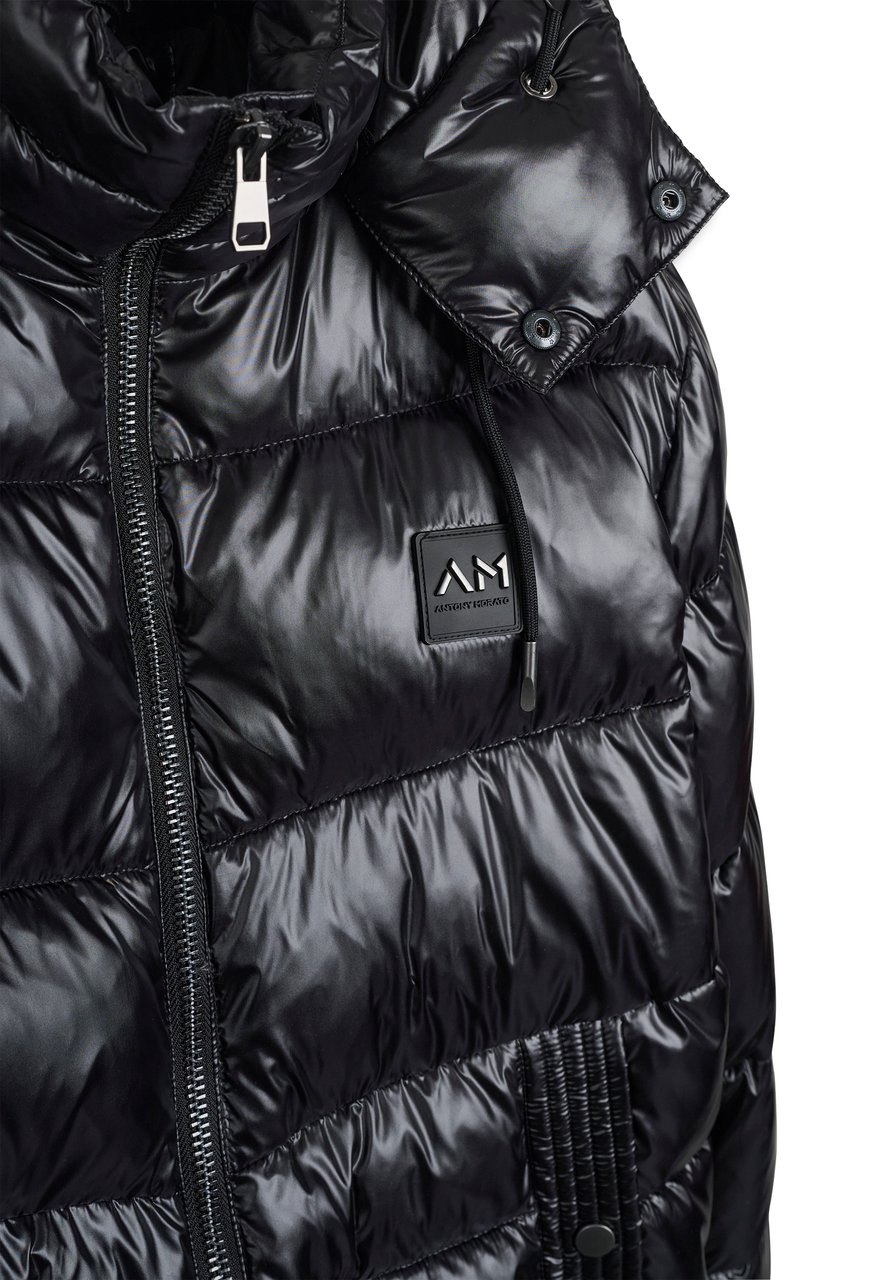Antony Morato COAT REGULAR FIT IN WASHED NYLON SHIOZE WITH ECOPADDING DUPONT SORONA AND METAL LOGO ON RUBBER PATCH Zwart