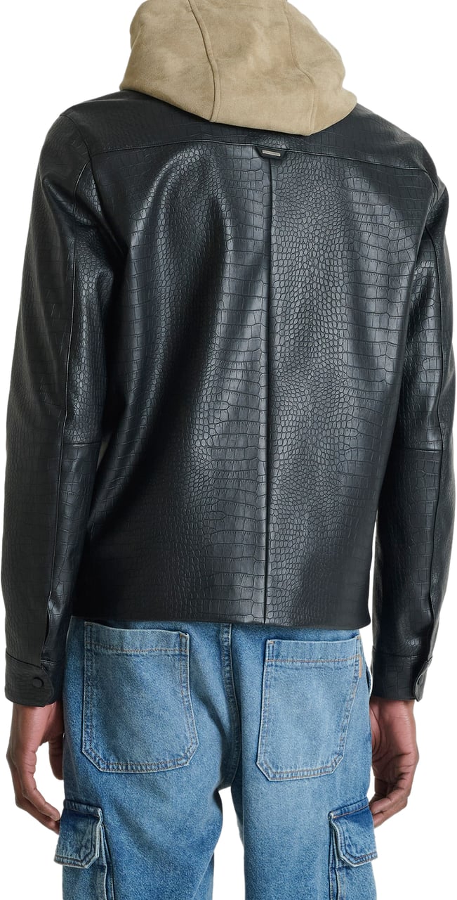 Antony Morato GIUBBINO SLIM FIT IN PRINTED FAUX LEATHER WITH FRONTAL ZIP Zwart