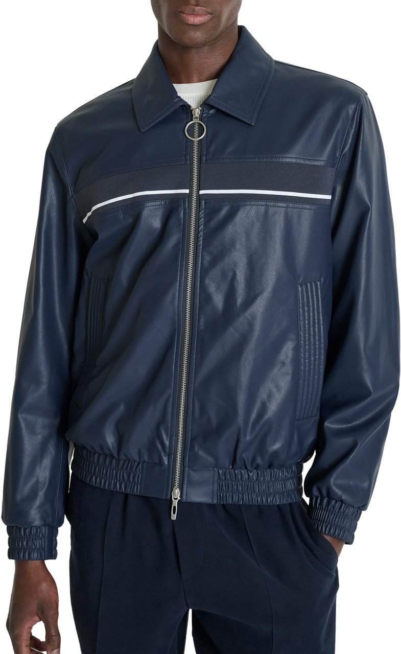 Antony Morato COAT REGULAR FIT  WITH RIB ON CHEST ZIP TWO WAY ELATIC ON BOTTOM AND CUFF Blauw