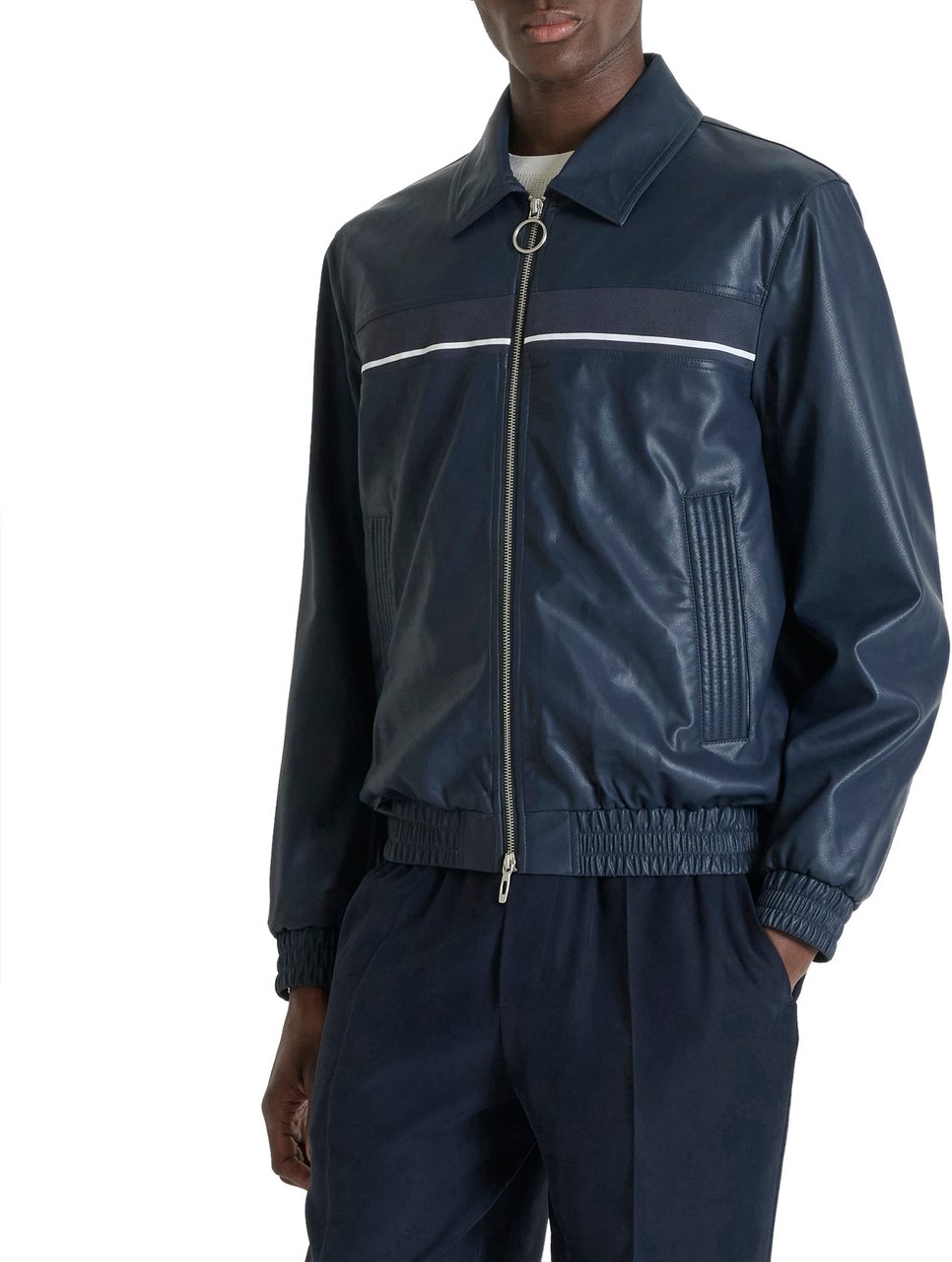 Antony Morato COAT REGULAR FIT WITH RIB ON CHEST ZIP TWO WAY ELATIC ON BOTTOM AND CUFF Blauw