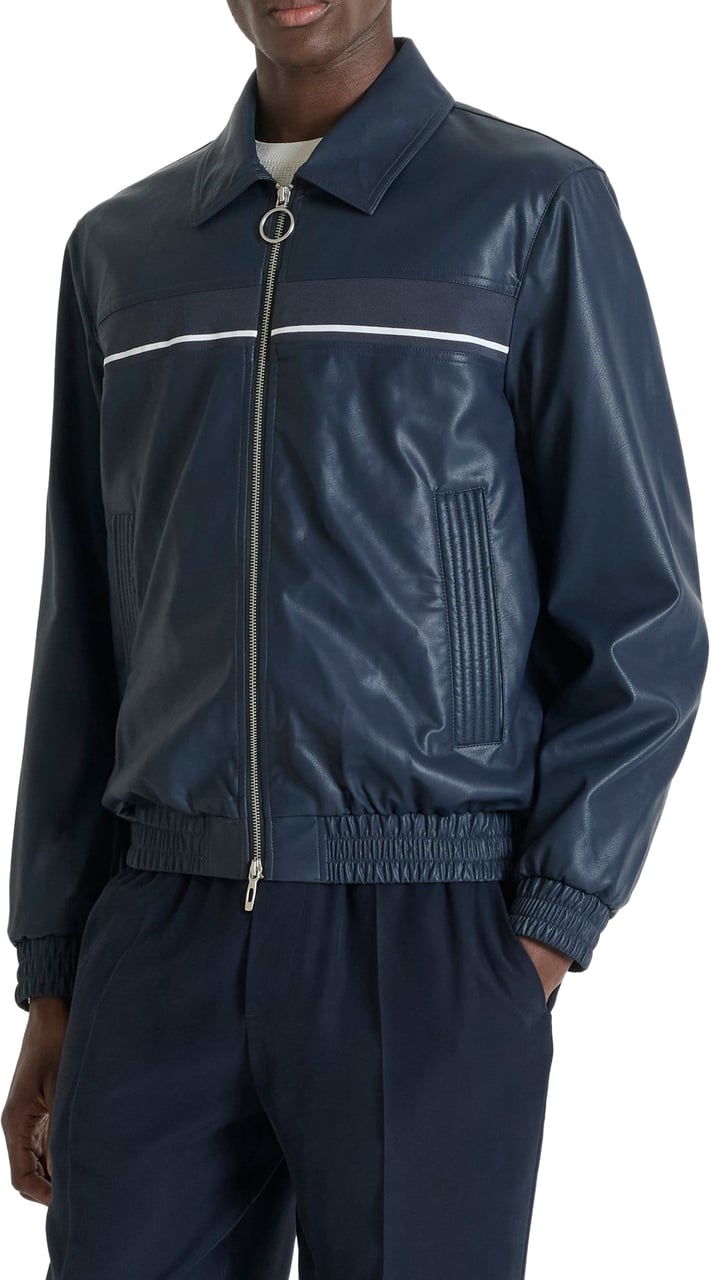 Antony Morato COAT REGULAR FIT  WITH RIB ON CHEST ZIP TWO WAY ELATIC ON BOTTOM AND CUFF Blauw