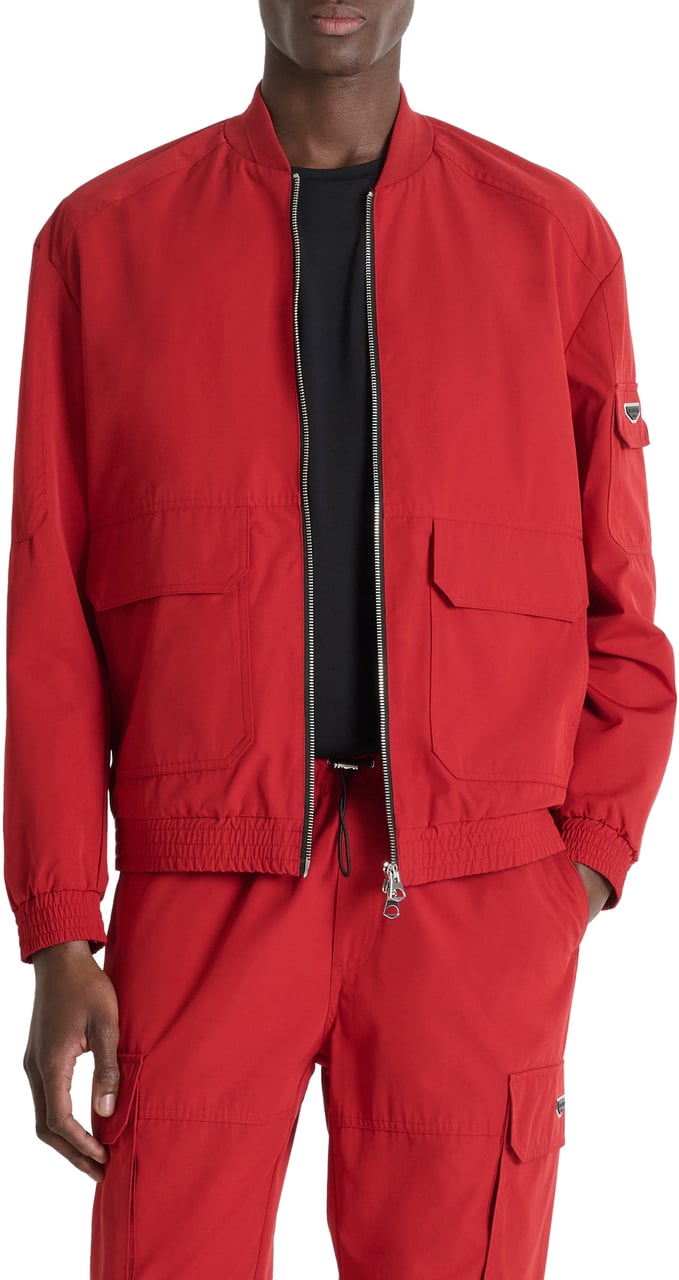 Antony Morato BOMBER REGULAR FIT IN RIPSTOP FABRIC WITH METAL PLATE ON SLEEVE ZIP TWO WAY Rood