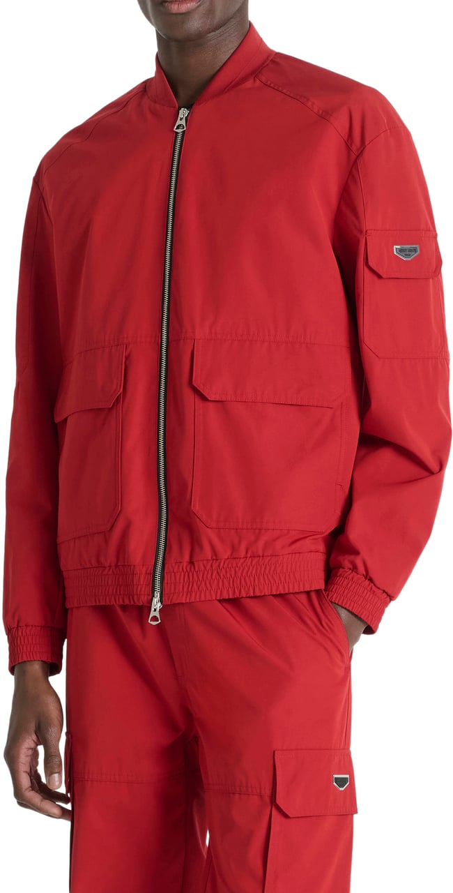 Antony Morato BOMBER REGULAR FIT IN RIPSTOP FABRIC WITH METAL PLATE ON SLEEVE ZIP TWO WAY Rood