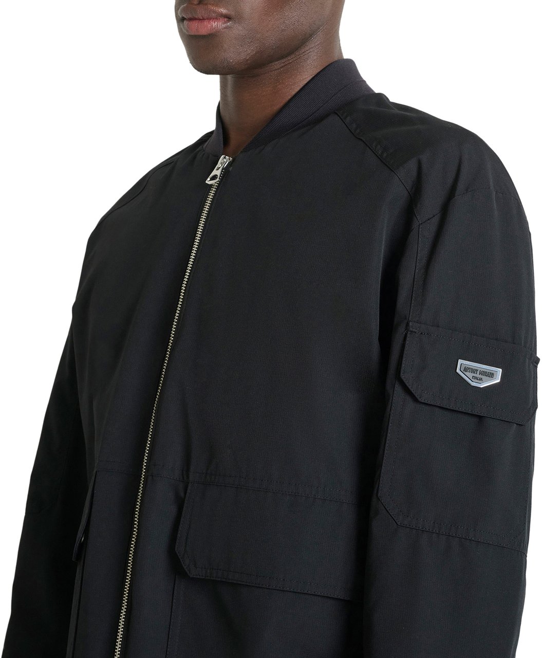 Antony Morato BOMBER  REGULAR FIT  IN RIPSTOP FABRIC WITH METAL PLATE ON SLEEVE ZIP TWO WAY Zwart